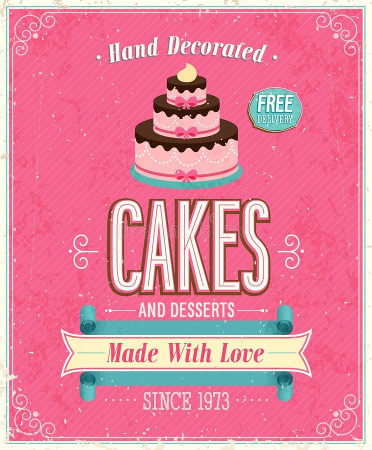 Vintage Cakes Poster. stock vector. Illustration of background 30455880