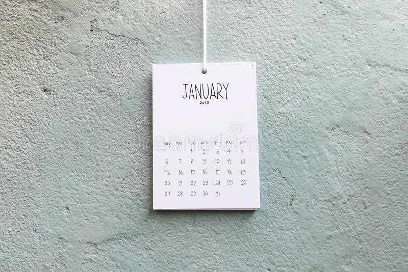 Vintage calendário cair feito a mão do janeiro de 2019 na parede