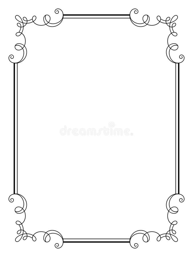 Download Vintage Calligraphic Rectangle Frame With Swirls Stock ...