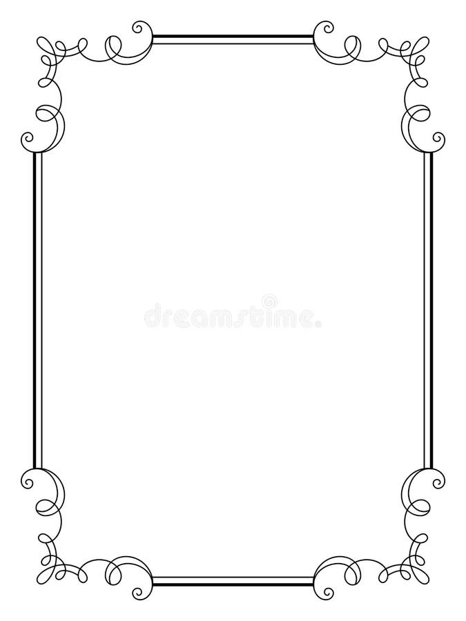 Download Vintage Calligraphic Rectangle Frame With Swirls Stock ...