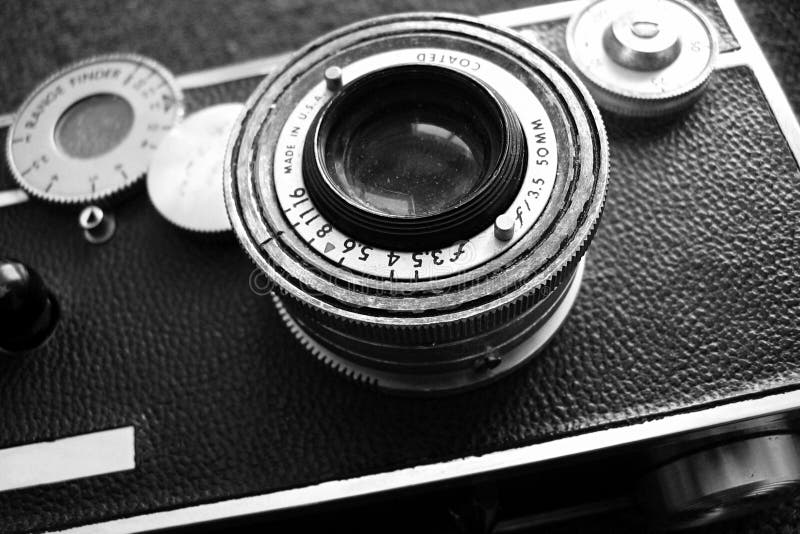 Vintage Camera, Black and White Stock Photo Image of classic