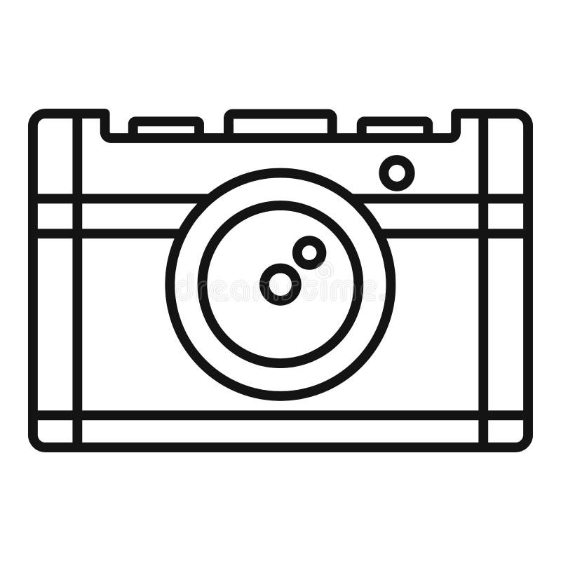 vintage camera vector outline