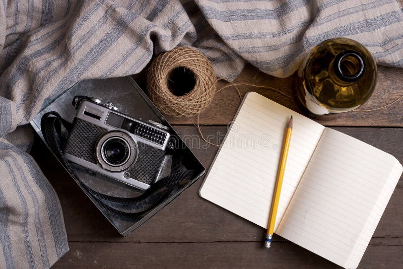 Vintage Camera and Notebook