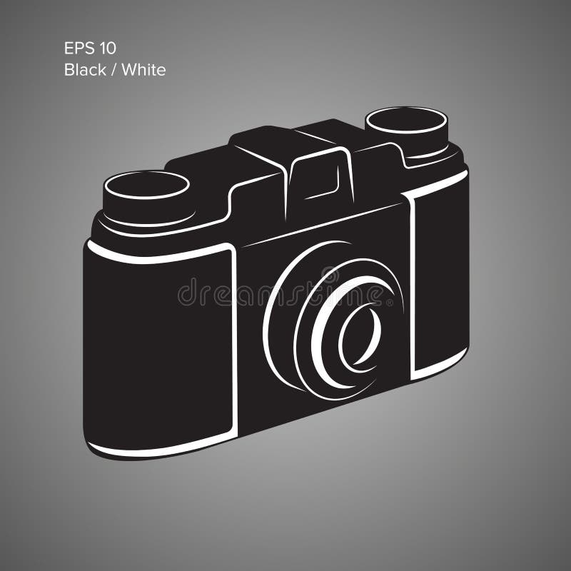 Vintage Camera Vector Illustration. Antique Photo Equipment Icon Stock