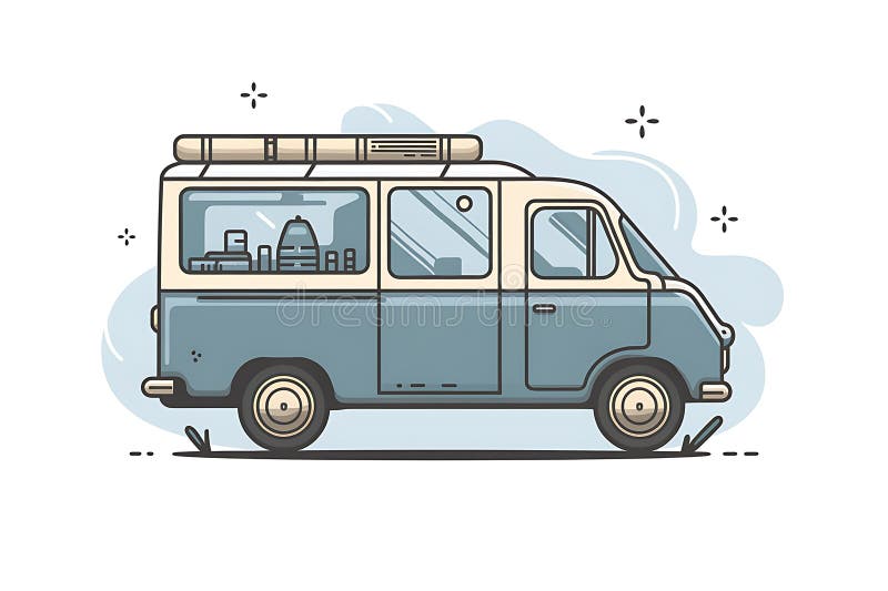 Vintage Camper van Illustration Retro Reise Reise Abenteuer stock abbildung