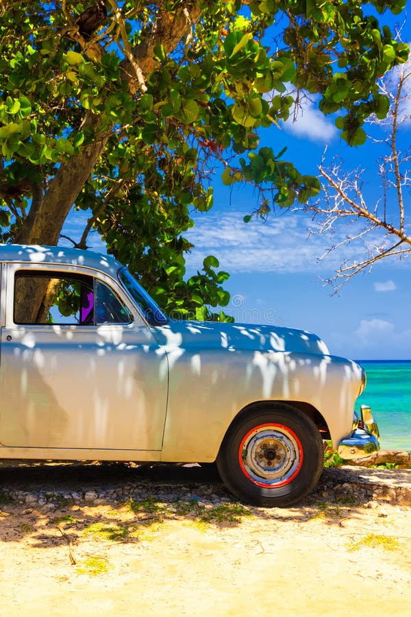 Vintage Car At A Beach In Cuba Royalty Free Stock Images Image 26452589