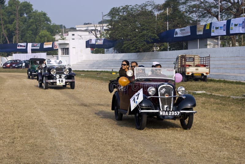 Vintage car rally in India editorial photography. Image of formal