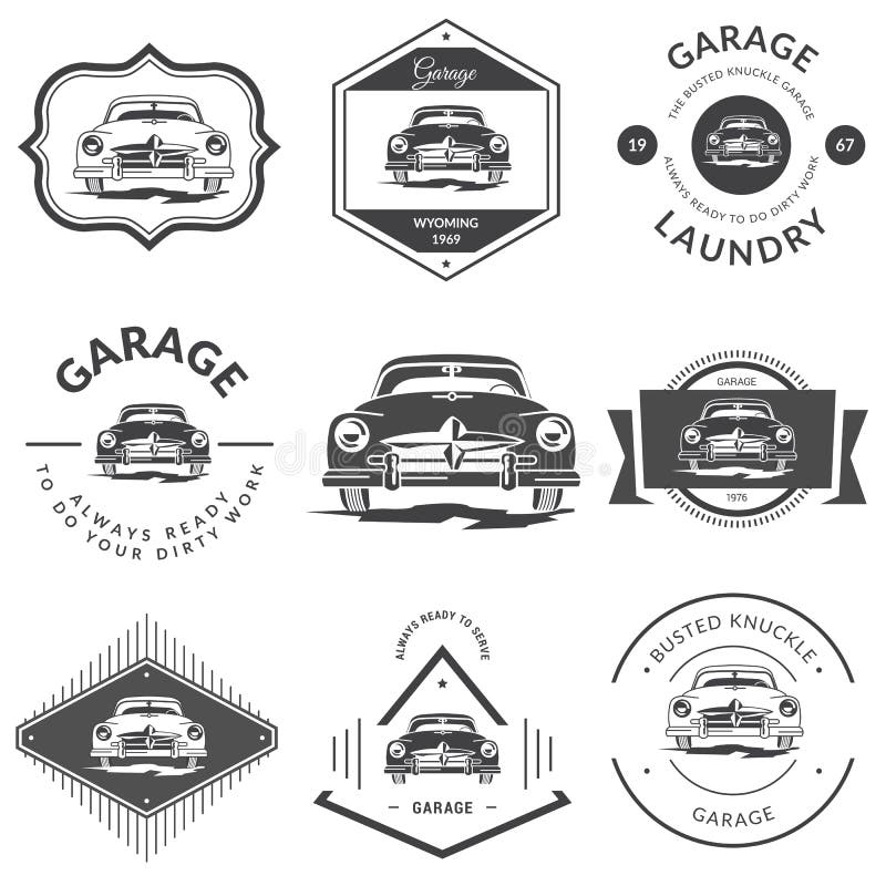 Vintage Car Sign - Classic Garage. Stock Vector - Illustration of stain ...