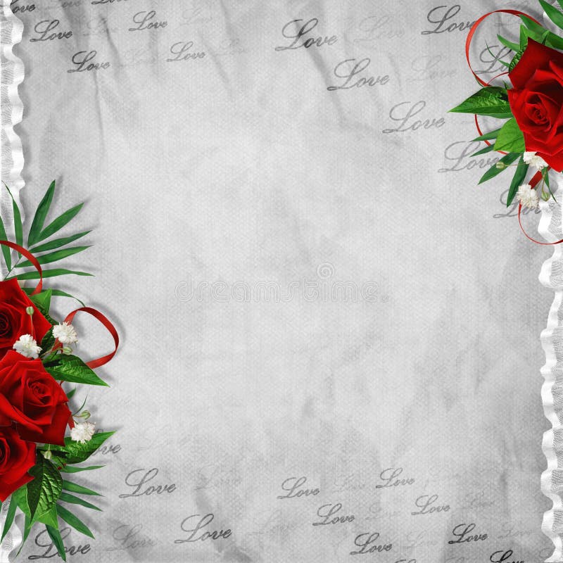 Vintage card for the holiday with red rose