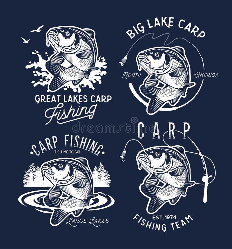 Vintage Carp Fishing Emblems and Labels. . Vector illustration. stock illustration Vintage Carp Fishing Emblems and Labels. . Vector illustration. stock illustration