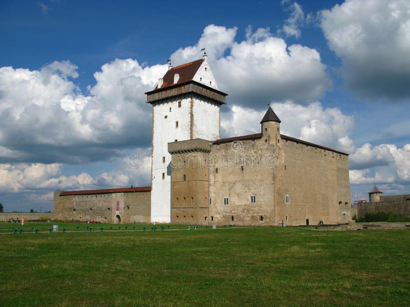 The Vintage Castle in Narva City, Estonia Stock Image - Image of border ...