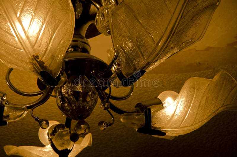 Vintage ceiling lamp stock image. Image of light, glass 76857485