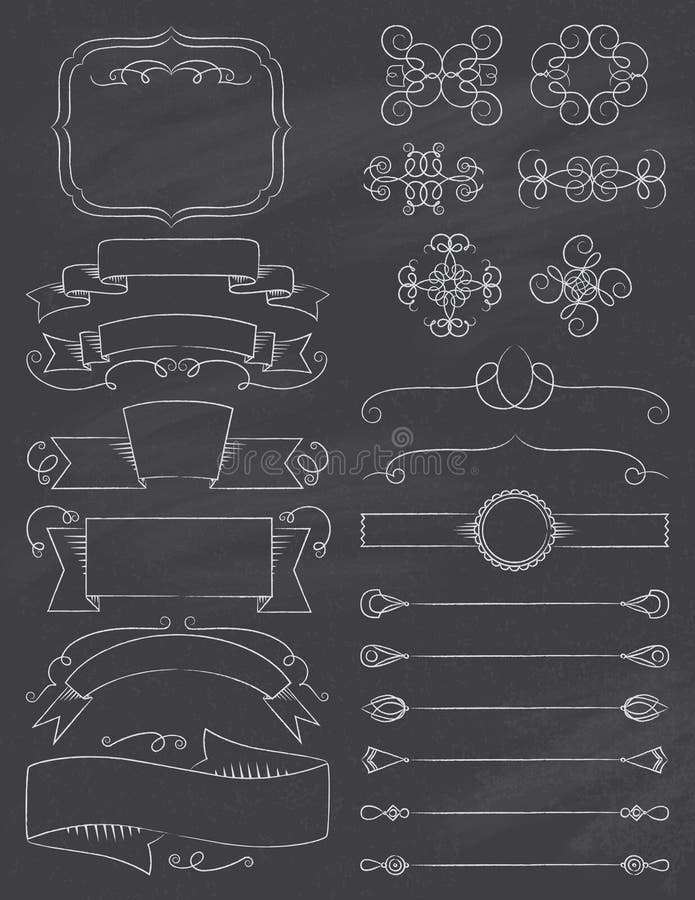 Vintage Calligraphy Chalkboard Design Elements Stock Vector