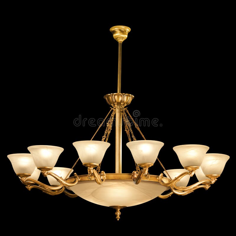 Vintage chandelier isolated on black stock photography