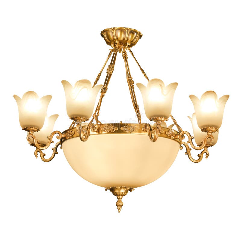 Vintage chandelier isolated on white stock image