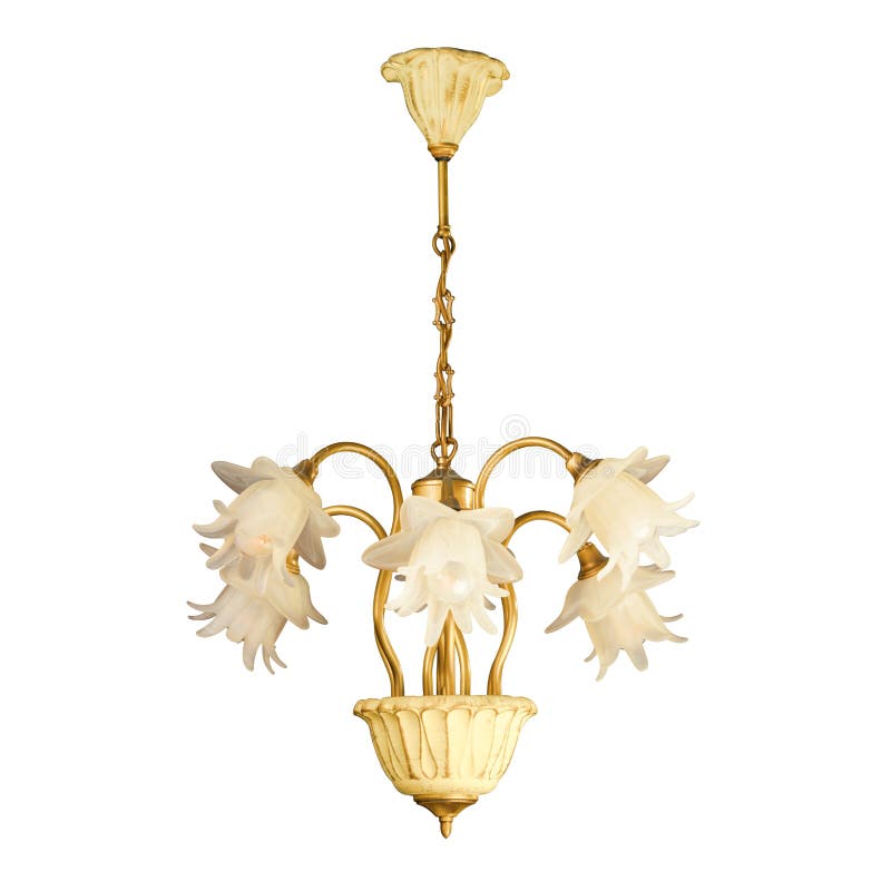 Vintage chandelier isolated on white stock photo