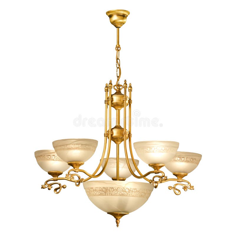 Vintage chandelier isolated on white stock image