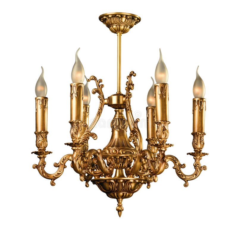 Vintage chandelier isolated on white stock photography