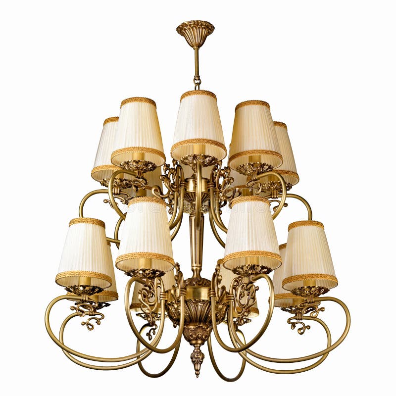 Vintage chandelier isolated on white stock photography