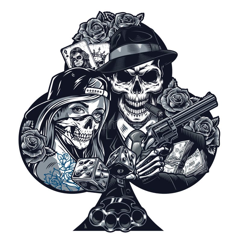 Free Vector  Gangster skull vector illustration head of skeleton in hat  with cigar in mouth criminal and mafia concept for gang emblems or tattoo  templates