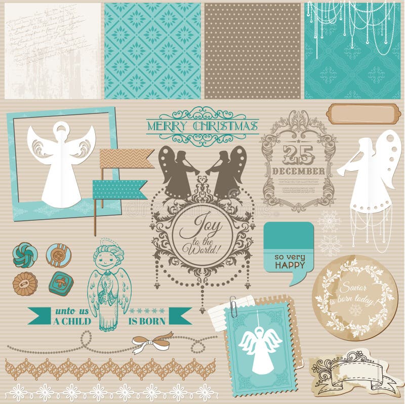 Vintage Christmas Angel Set vector illustration Vintage Christmas Angel Set vector illustration