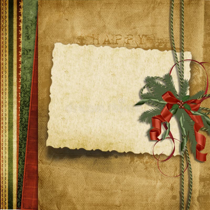 Vintage Christmas background with old card