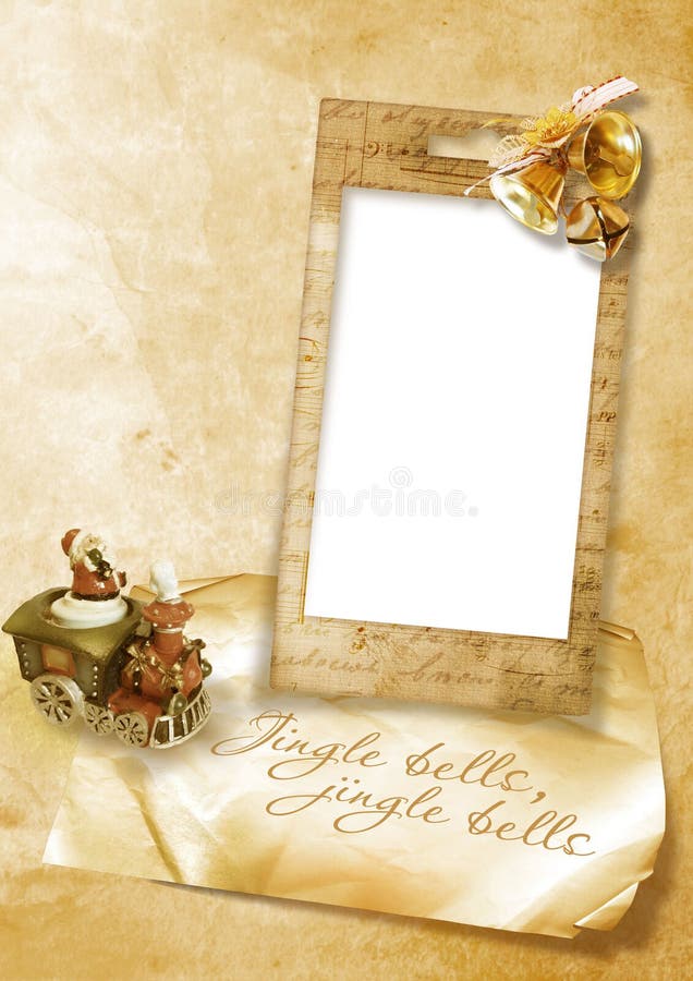 vintage christmas card with bells