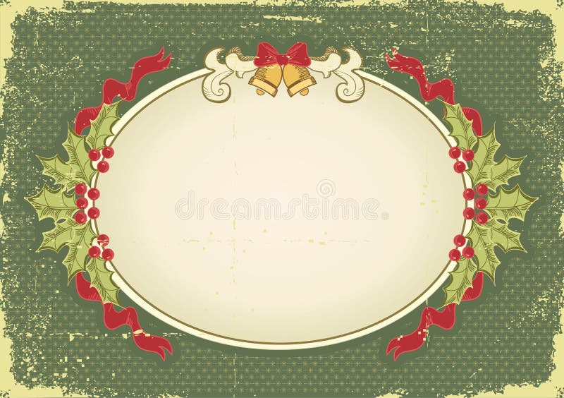 Vintage Christmas card with holiday elements