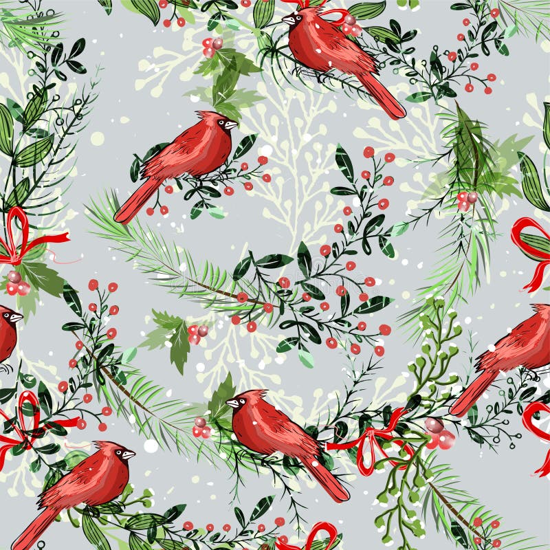 Vintage Christmas elements seamless pattern background