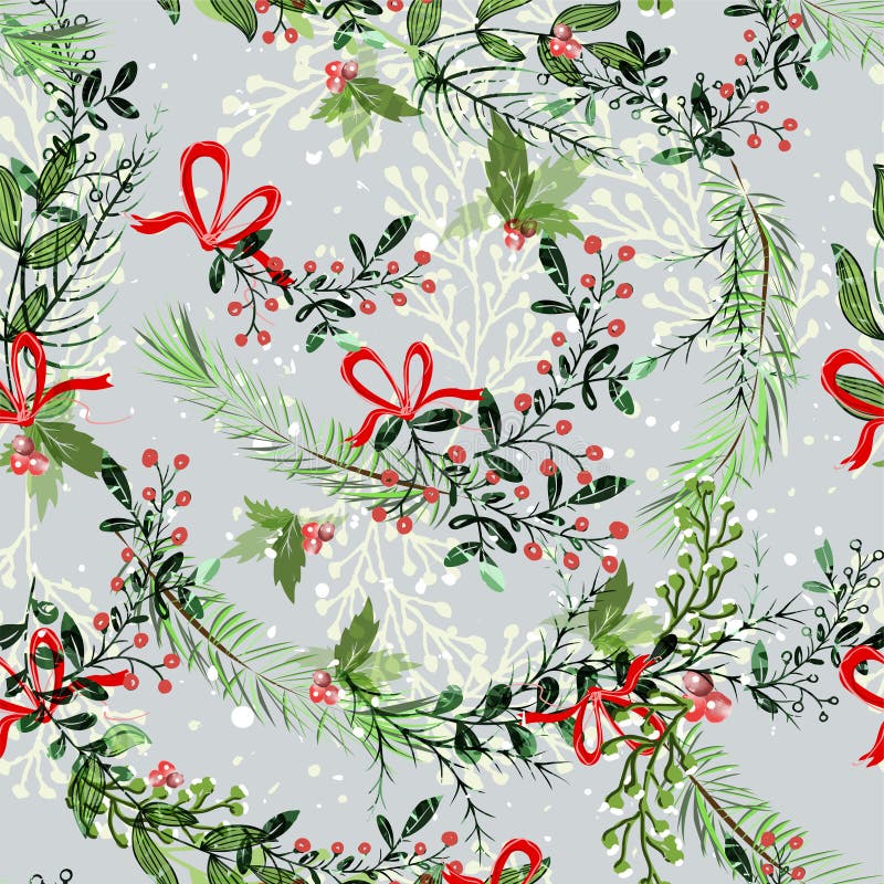 Vintage Christmas elements seamless pattern background