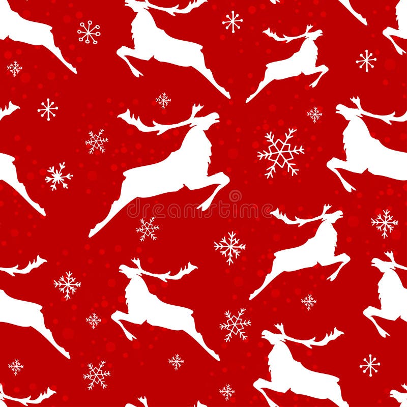 Vintage Christmas seamless pattern with Reindeers and Elks