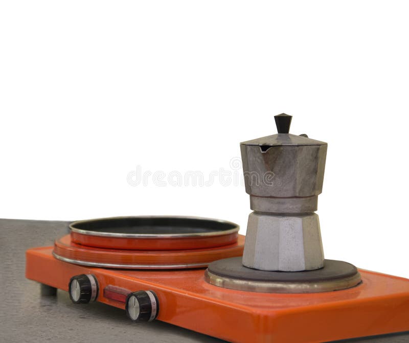 Old Aluminum Coffee Pot And Iron Atop Mini Stove Stock Photo - Download  Image Now - Coffee - Drink, Consumerism, Iron - Appliance - iStock