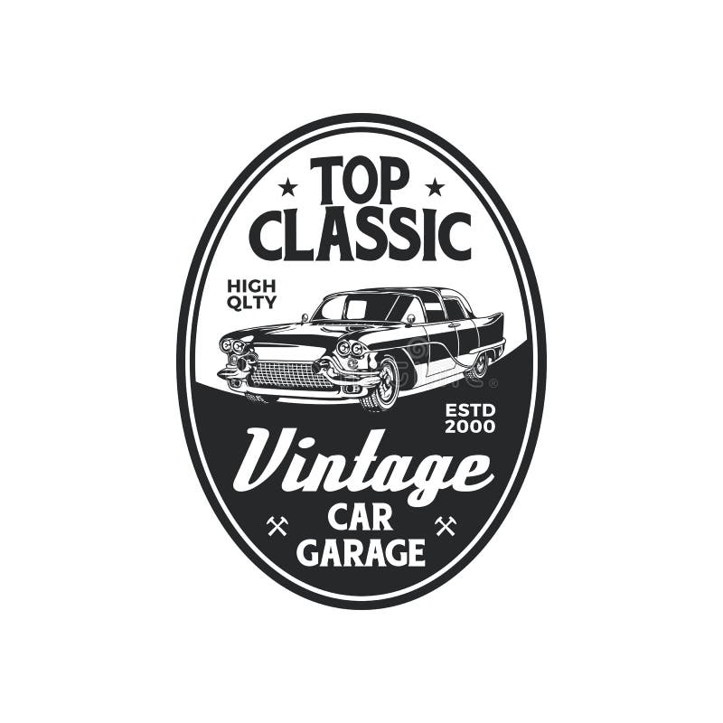 Vintage Classic Car Repair Garage Logo Badge Design. Old Retro Style ...