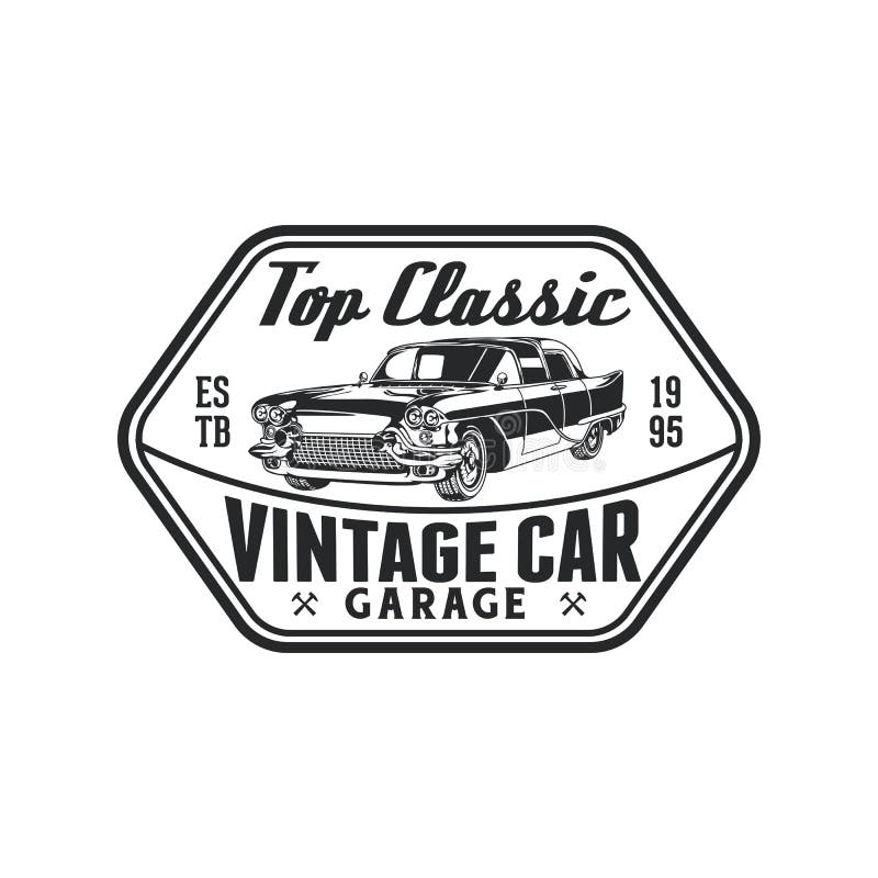 Vintage Classic Car Repair Garage Logo Badge Design. Old Retro Style ...