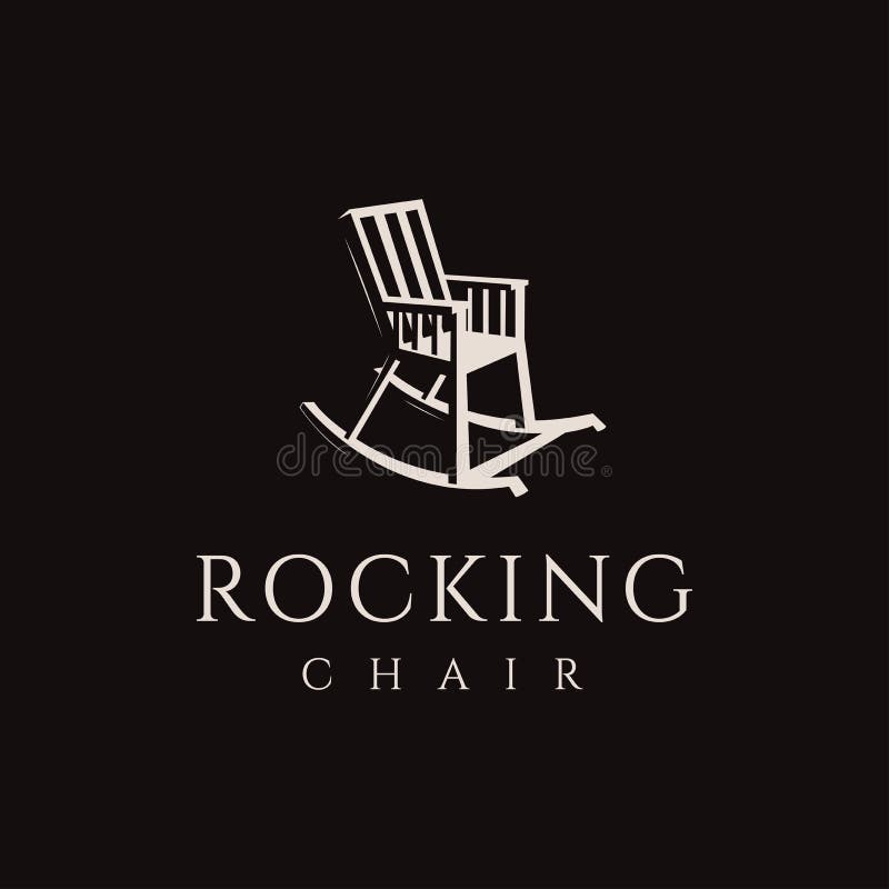Vintage Classic Rocking Chair Logo Vector on Dark Room Stock Vector