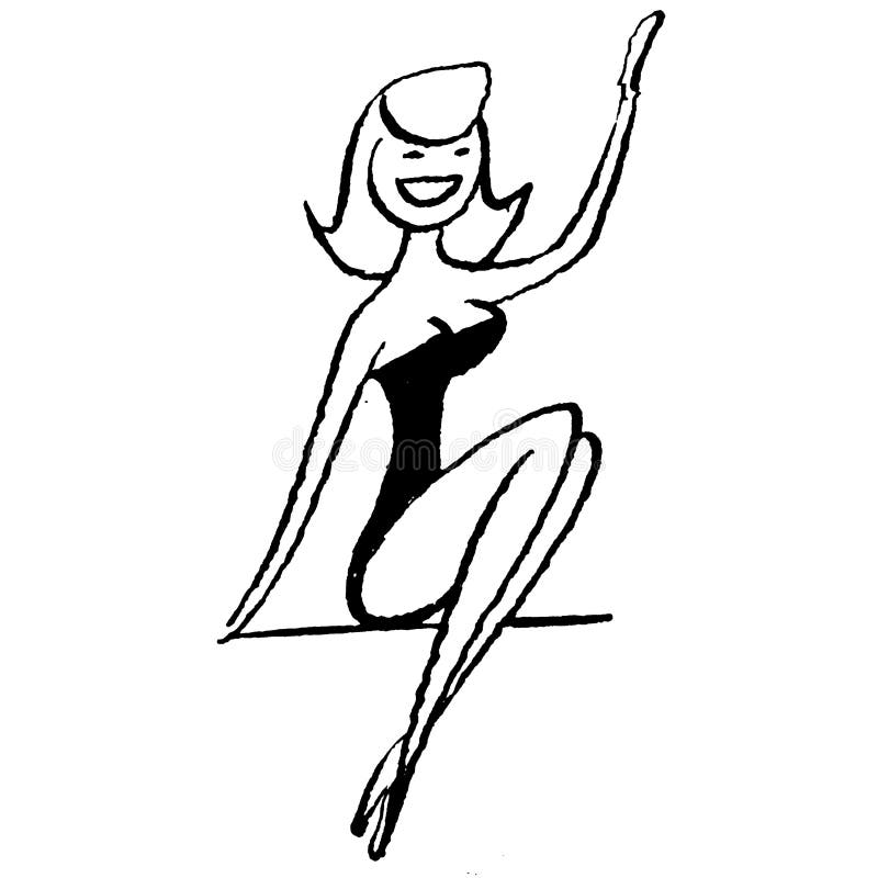 Vintage Clipart 115 Cartoon Woman in Swimsuit