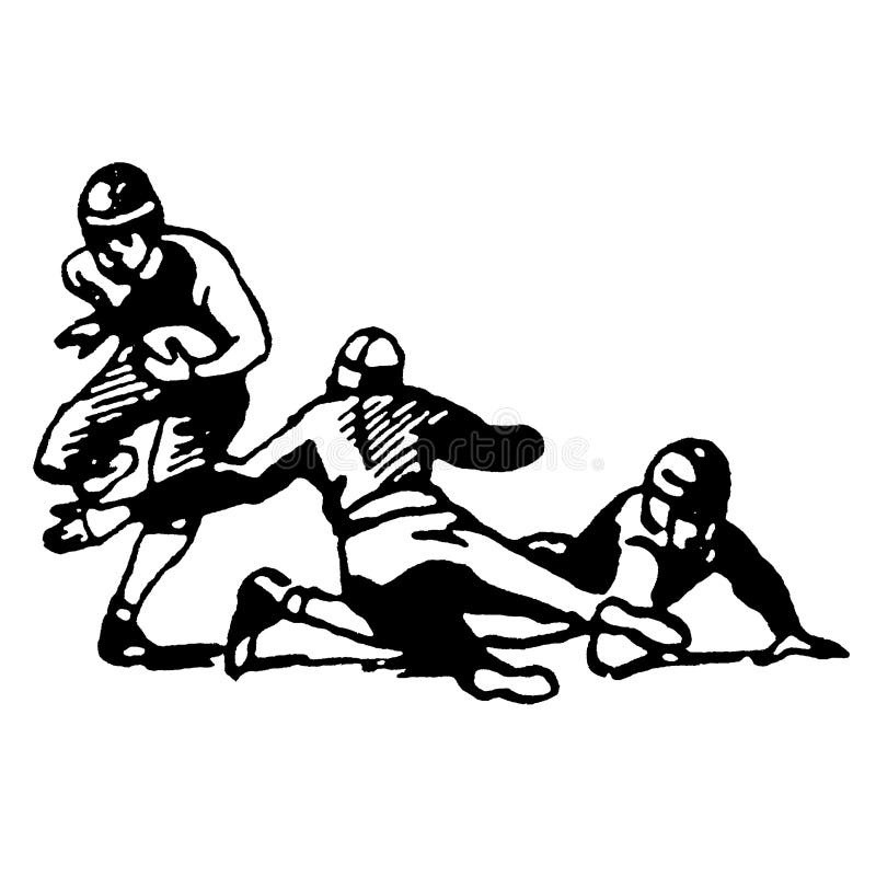 Vintage Clipart 92 Football Play in Action Stock Illustration ...