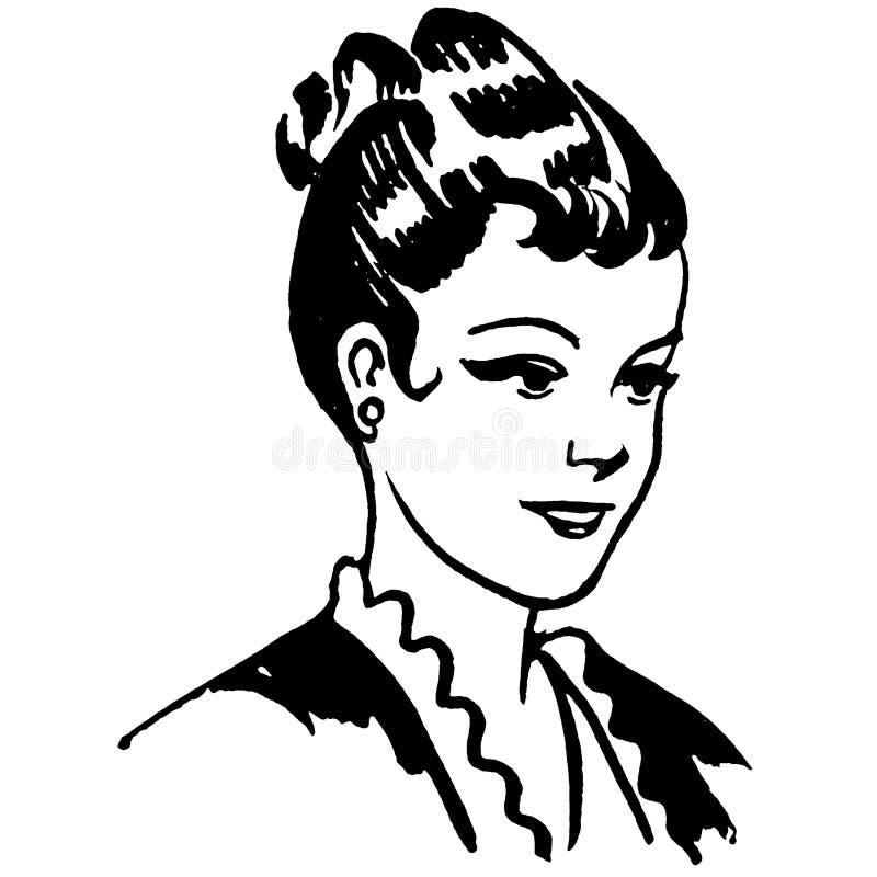 Vintage Clipart 235 Pretty Woman Face Portrait Stock Illustration ...