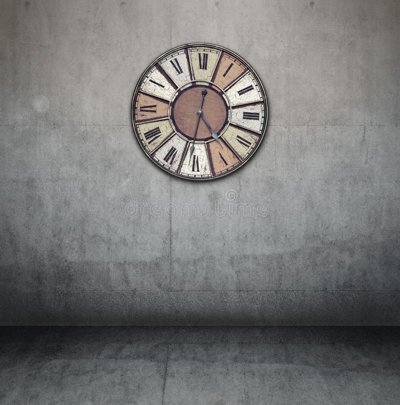 Vintage Clock on Empty Wall Stock Image Image of room, concrete 85970109