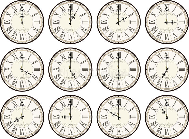 Vintage clocks different times