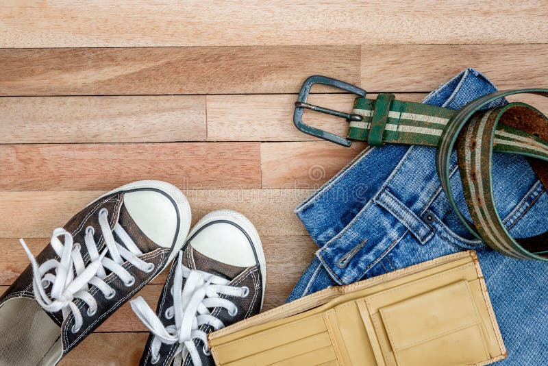 Vintage Cloths and Accessories on a Wooden Background Stock Photo ...