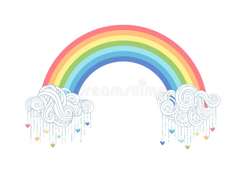 Download Vintage Rainbow And Clouds Background. Stock Vector - Illustration of happy, rain: 114056345