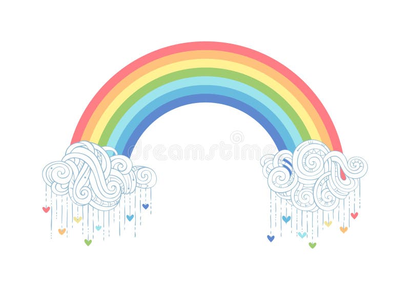 Download Vintage Rainbow And Clouds Background. Stock Vector ...