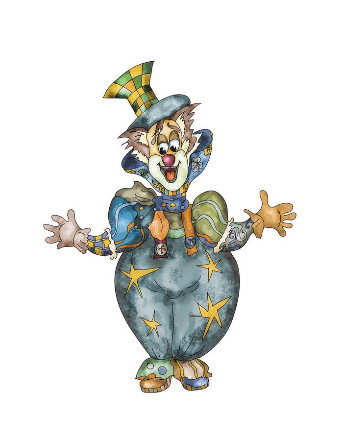 Vintage clown stock vector. Illustration of drawn, 19th - 31324290