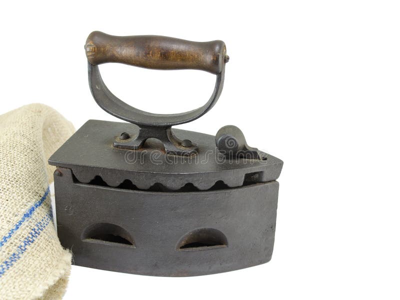 Vintage Coal Iron for Used with Budning Embers Isolated Stock Photo Image of housework