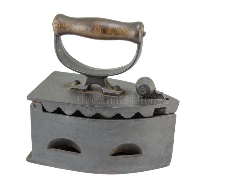 Vintage Coal Iron for Used with Budning Embers Isolated Stock Photo