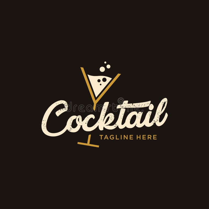 Vintage Cocktail Logo Design . Alcohol Drink Icon. Retro Cocktail Glass ...