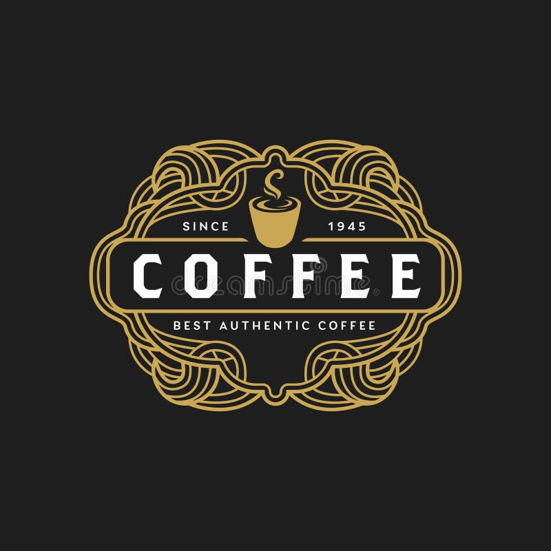 Vintage Coffee Cafe Badge Emblem Logo Icon Concept Template Stock