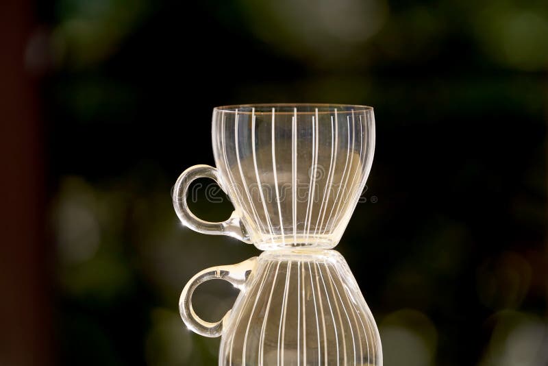 Vintage Coffee Cups Collection. Retro Glass Tea Cups Stock Image