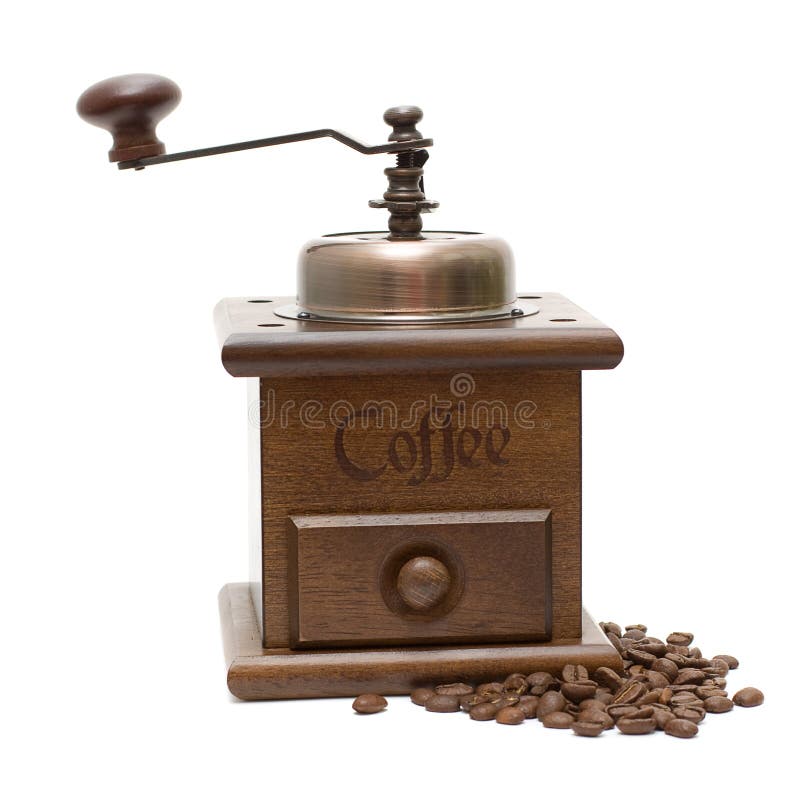 Vintage Coffee Mill Isolated on White Stock Photo Image of grain